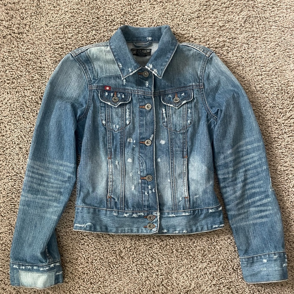 Lucky Brand Cropped and Distressed Jean Jacket